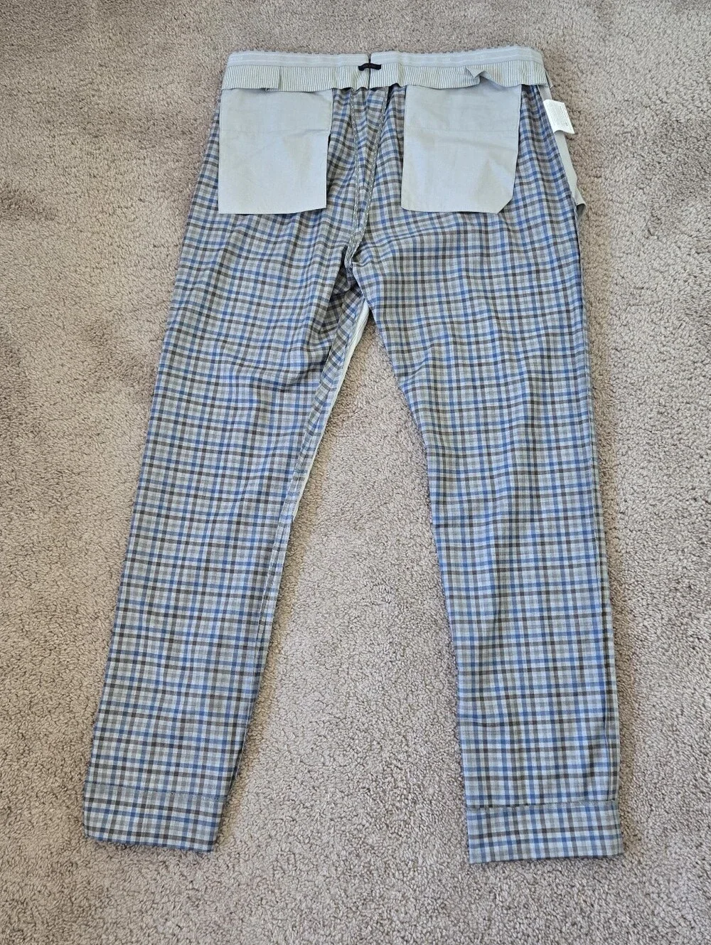 Zanella Platinum Plaid Parker 100% Wool Dress Pants Mens Size 38 Made‎ in Italy